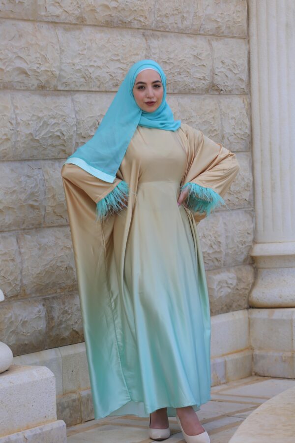 Chic Dress With Inner Belt And Fur On The Sleeves With Scarf