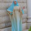 Chic Dress With Inner Belt And Fur On The Sleeves With Scarf