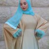 Chic Dress With Inner Belt And Fur On The Sleeves With Scarf