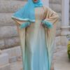 Chic Dress With Inner Belt And Fur On The Sleeves With Scarf