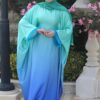 Chic Dress With Inner Belt And Fur On The Sleeves With Scarf