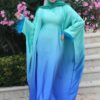 Chic Dress With Inner Belt And Fur On The Sleeves With Scarf