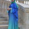 Chic Dress With Inner Belt And Fur On The Sleeves With Scarf