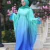 Chic Dress With Inner Belt And Fur On The Sleeves With Scarf