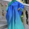 Chic Dress With Inner Belt And Fur On The Sleeves With Scarf