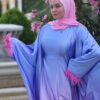 Chic Dress With Inner Belt And Fur On The Sleeves With Scarf