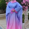 Chic Dress With Inner Belt And Fur On The Sleeves With Scarf