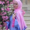 Chic Dress With Inner Belt And Fur On The Sleeves With Scarf