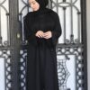 Black Embroidery Abaya With Scarf