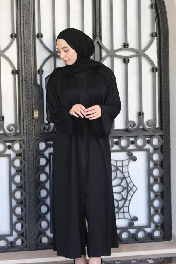 Black Embroidery Abaya With Scarf