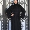 Black Embroidery Abaya With Scarf