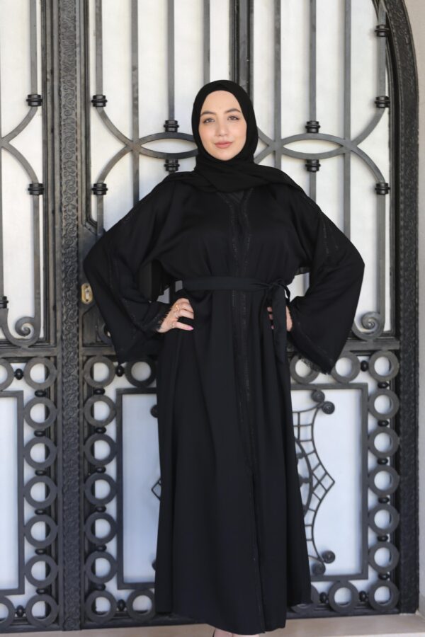 Black Embroidery Abaya With Scarf