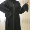 Black Embroidery Abaya With Scarf