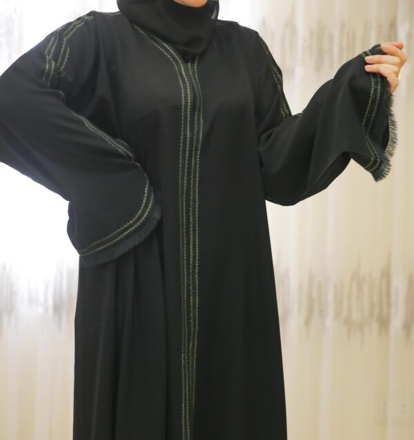 Black Embroidery Abaya With Scarf