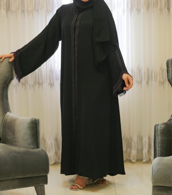 Black Embroidery Abaya With Scarf