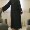 Black Embroidery Abaya With Scarf