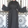 Black With Littel Stone Embroidery Abaya With Scarf