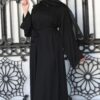 Black With Littel Stone Embroidery Abaya With Scarf