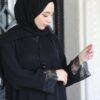 Black With Dantel Hand And Few Buttons On Chest With Scarf