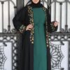 4-Piece Abaya With Green Inner And Colord Flower Outer Abaya