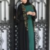 4-Piece Abaya With Green Inner And Colord Flower Outer Abaya