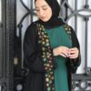 4-Piece Abaya With Green Inner And Colord Flower Outer Abaya