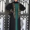 4-Piece Abaya With Green Inner And Colord Flower Outer Abaya